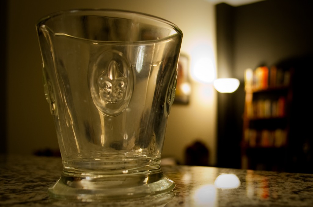 3-FEB-2013: Still life with Bourbon (dynasty) glass.