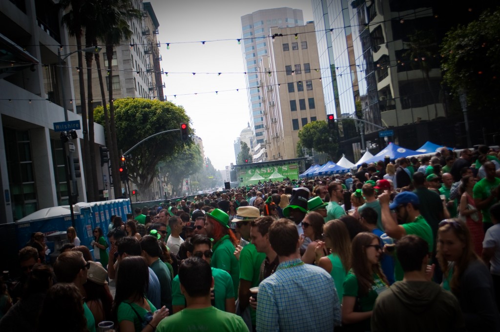 17-MAR-2013: About 15,000 people apparently came through Casey's 20-hour-long St. Patrick's Day Festival in DTLA this year.