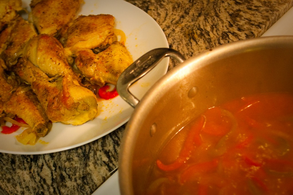 18-MAR-2013: This "Poulet Basquaise" was delayed 2 days by stove issues. It was worth the wait!