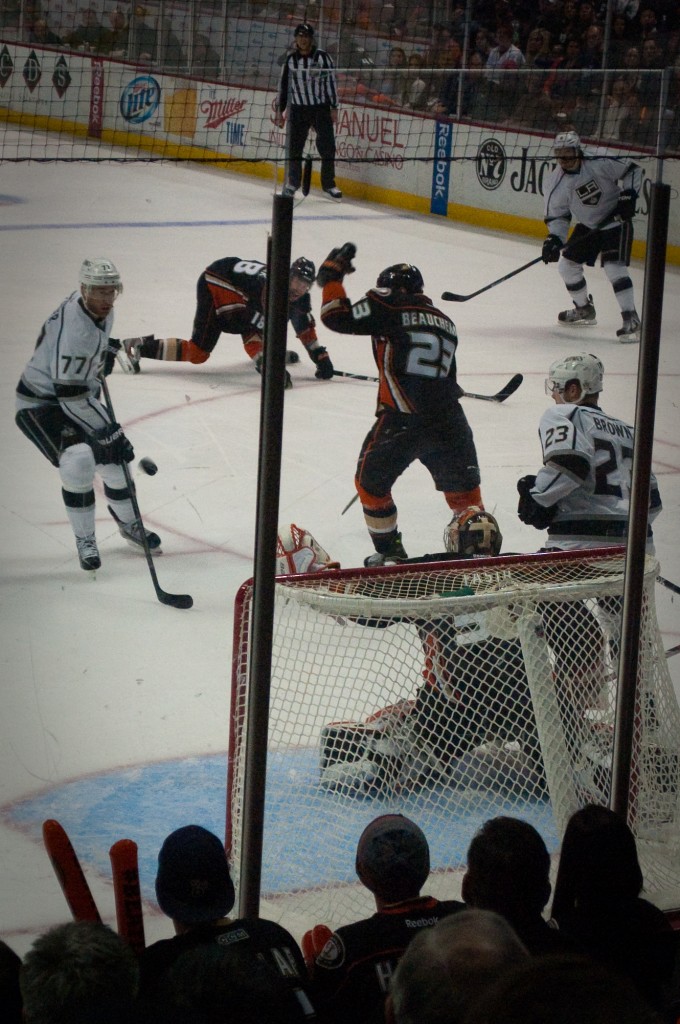 7-APR-2013: I traveled with the Cup champs to Anaheim for a playoff-paced battle against the Ducks.