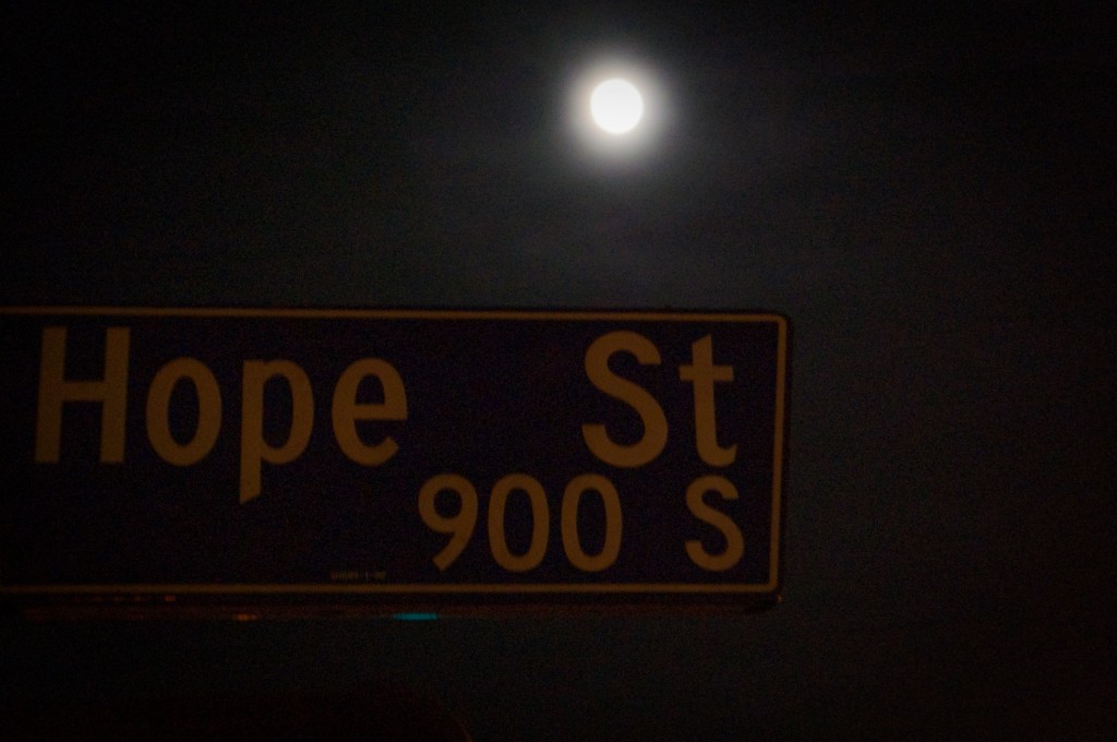 26-MAR-2013: Wishing on a full moon over Hope Street, DTLA.