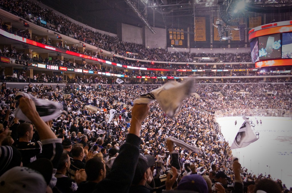 4-MAY-2013: After a Kings goal, just another moment to realize that there's nothing like playoff hockey.