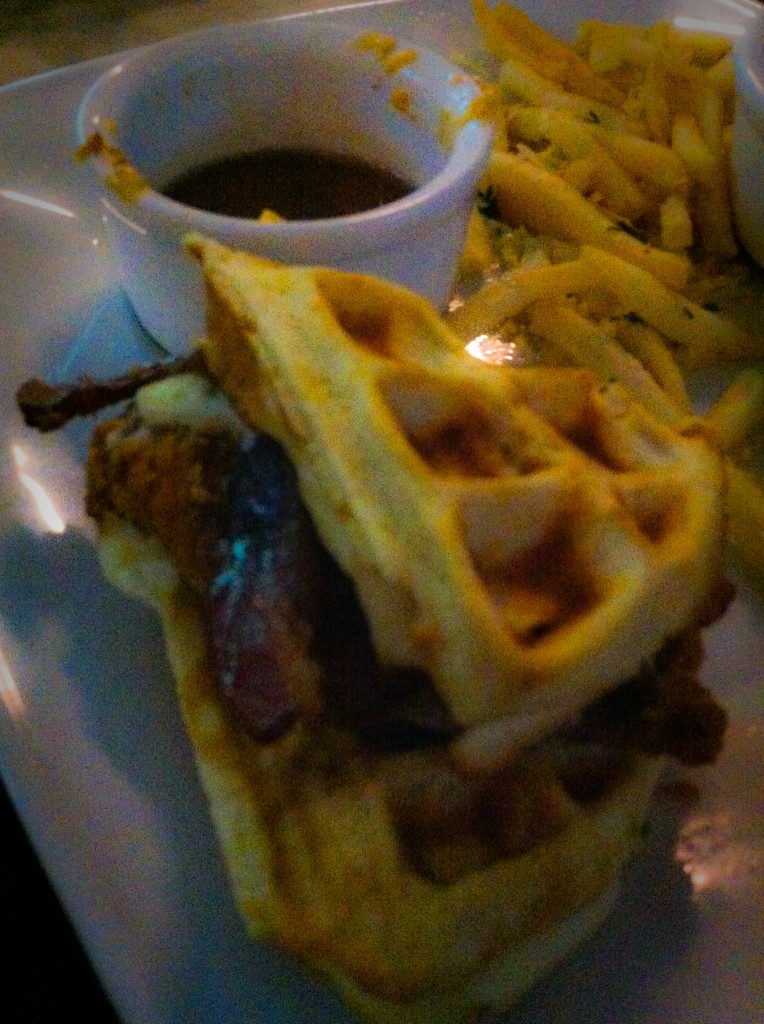 10-MAY-2013: The best chicken-&-waffle sandwich I've had, courtesy of L.A. Brewing Co. on Broadway in DTLA.
