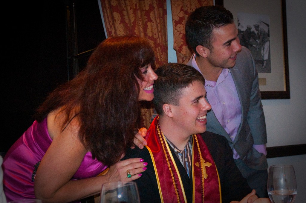 17-MAY-2013: The excitement of a graduation, as my USC Annenberg mentee, along with his mother and brother, are all smiles at Riviera CC in Pacific Palisades.