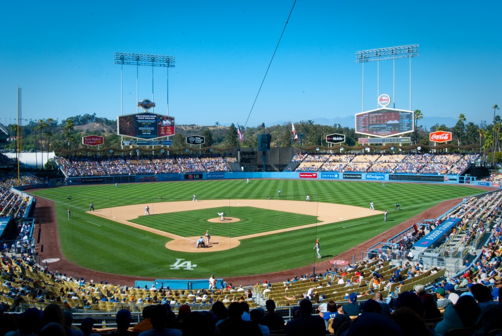 28-JUL-2013: Back at Dodger Stadium on a perfect Sunday afternoon. Yasiel Puig would eventually hit a "slide-off" HR to beat the Reds 1-0.