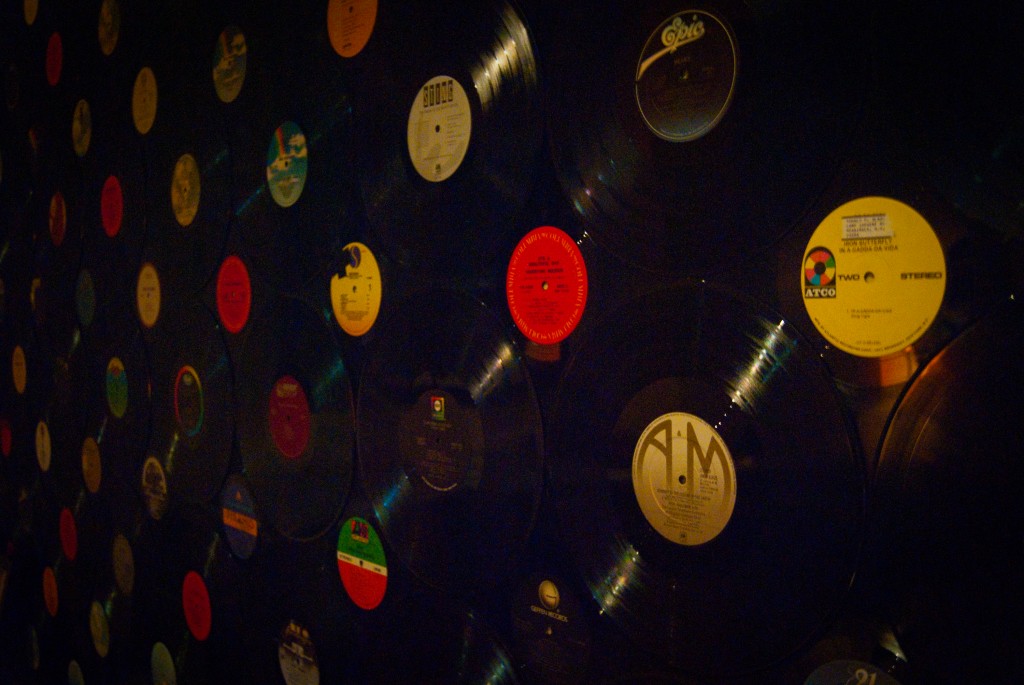 29-JUL-2013: Pretty sweet wall inside the green room at the Hard Rock Hotel's appropriately named Vinyl nightclub. Vegas site checks can be fun!