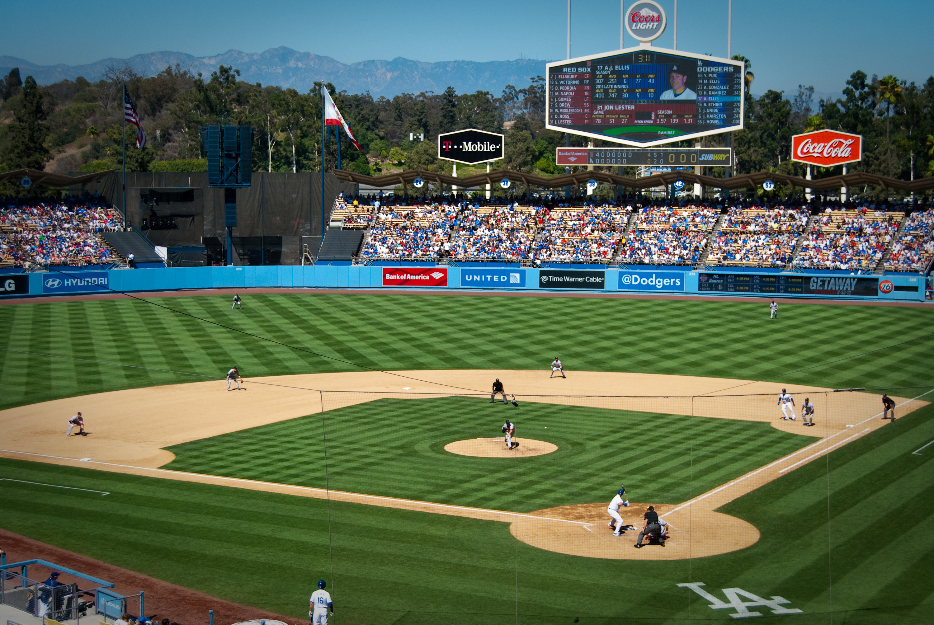 24-AUG-2013: Perfect Saturday afternoon for Red Sox-Dodgers at the Stadium.