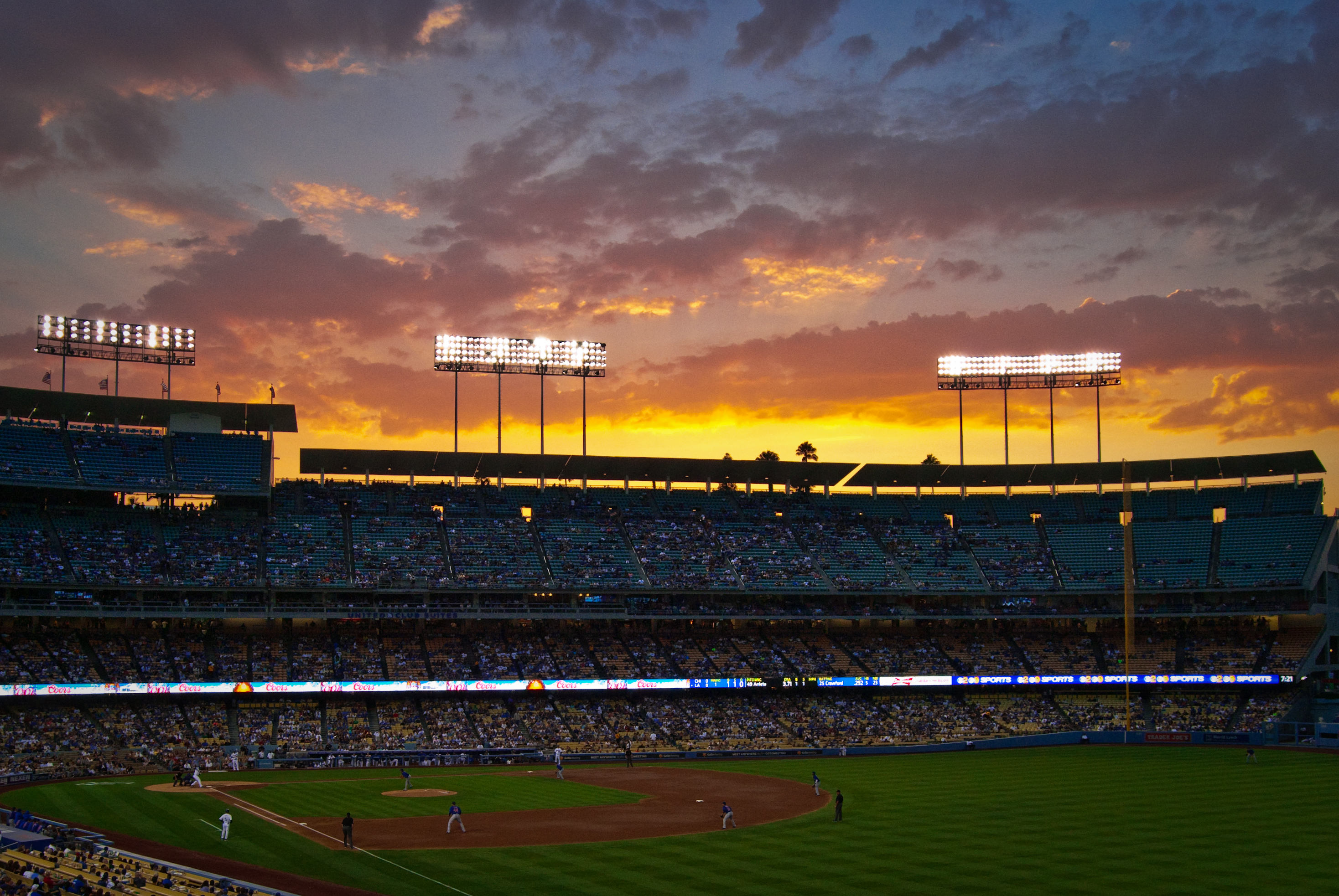 26-AUG-2013: The sunset of the season at Dodger Stadium.