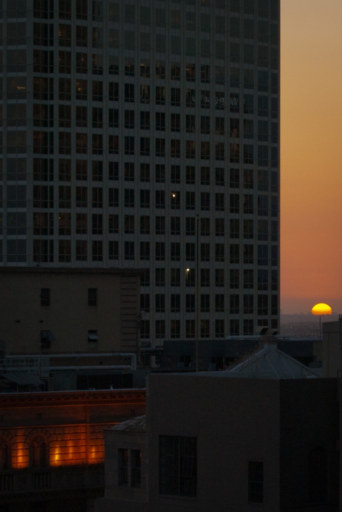 10-OCT-2013: An unsurprisingly hazy October sunset from my DTLA rooftop.