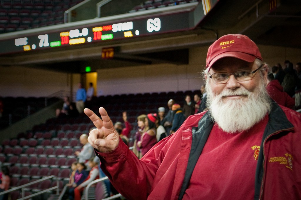 3 JAN 2013: Dad's first visit to Galen Center brought USC's first Pac-12 win.