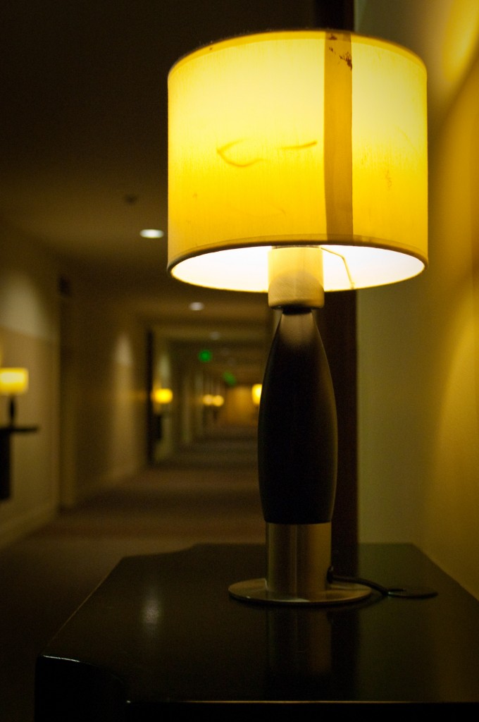 9 JAN 2013: Lamp stands light our apartment hallway.