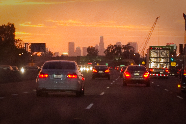 9-MAY-2013: A stunning, surprisingly wet sunset in traffic on the 5 North heading into DTLA.