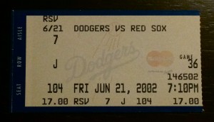 The Red Sox' first game at Dodger Stadium.