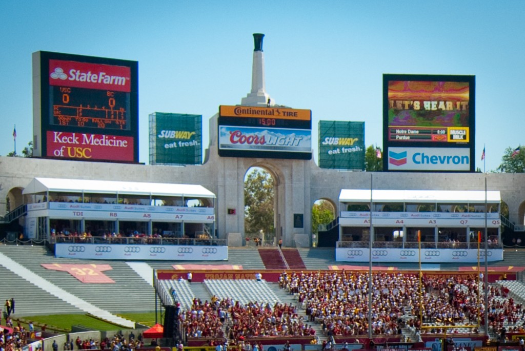 14-SEP-2013: The Peristyle at a brilliantly sunny midday kickoff time for the USC-BC game.