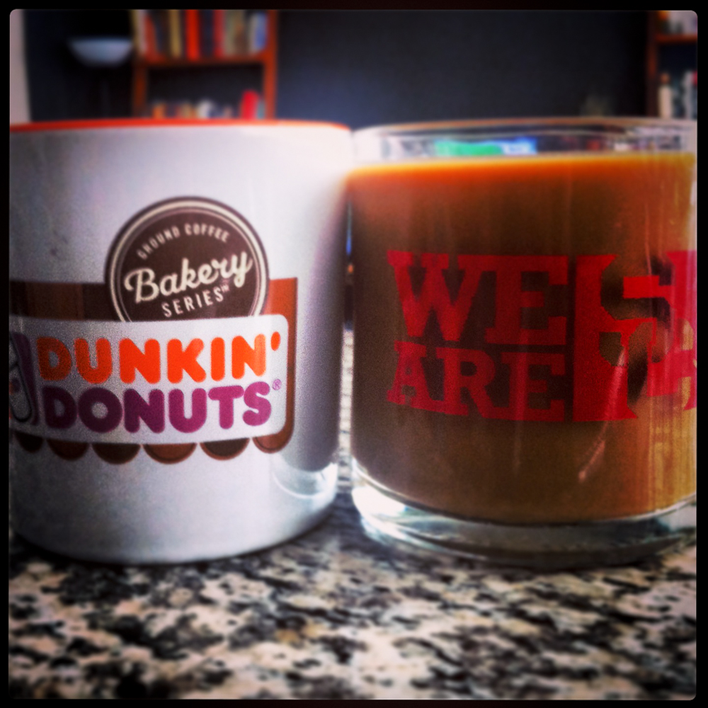 23-NOV-2013: Saturday morning coffee in rather representative mugs (via Instagram).